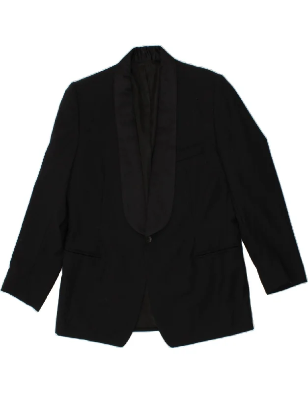 Men's Coats with Hand WarmersVINTAGE Mens 1 Button Blazer Jacket UK 40 Large Black