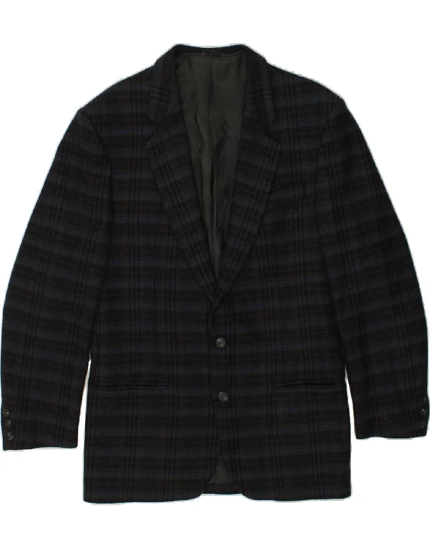 Men's Coats with Inner PocketsVINTAGE Mens 2 Button Blazer Jacket IT 46 Small Navy Blue Check Wool Men's Coats with Inner PocketsVINTAGE Mens 2 Button Blazer Jacket IT 46 Small Navy Blue Check Wool
