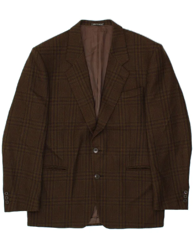 Men's Coats with Inner PocketsVINTAGE Mens 2 Button Blazer Jacket IT 50 Large Brown Check New Wool Men's Coats with Inner PocketsVINTAGE Mens 2 Button Blazer Jacket IT 50 Large Brown Check New Wool