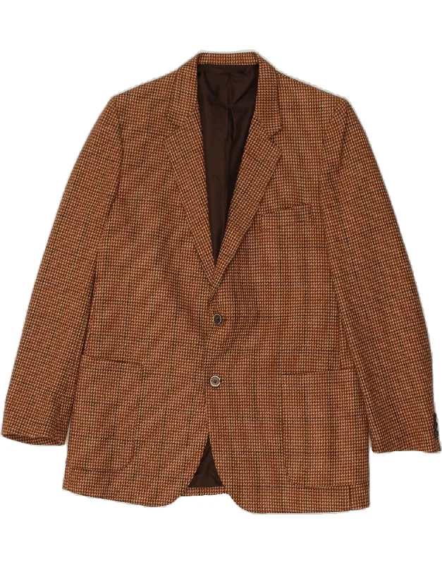 Waterproof Men's ParkasVINTAGE Mens 2 Button Blazer Jacket UK 38 Medium Brown Houndstooth