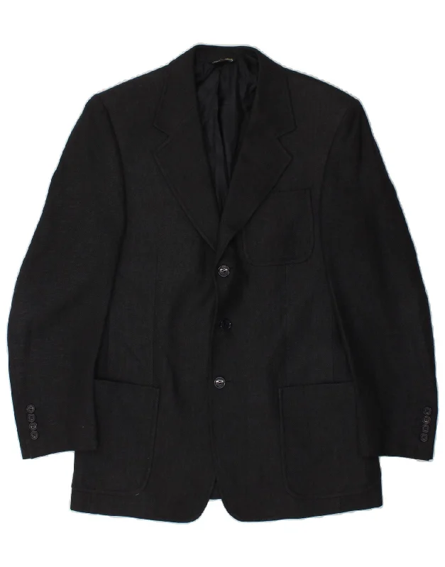 Luxurious Men's Cashmere CoatsVINTAGE Mens 3 Button Blazer Jacket IT 48 Medium Grey Linen