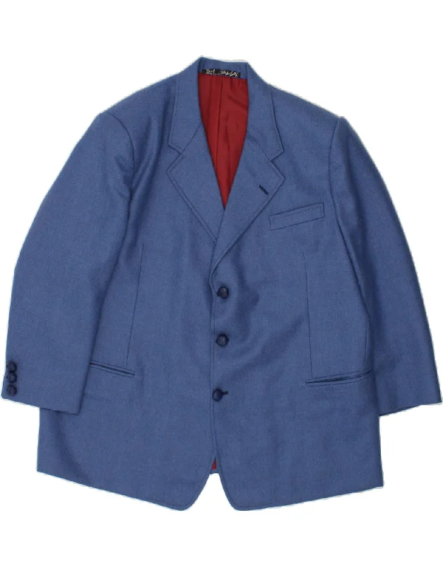 Lightweight Men's WindbreakersVINTAGE Mens 3 Button Blazer Jacket UK 42 XL Blue Polyester