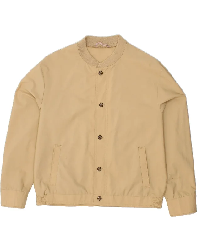 Men's Coats with Fur TrimVINTAGE Mens Bomber Jacket UK 38 Medium Beige Cotton