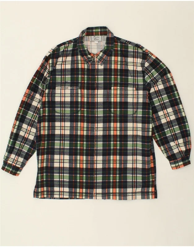 Men's Coats for HikingVINTAGE Mens Bomber Jacket UK 38 Medium Navy Blue Check Cotton