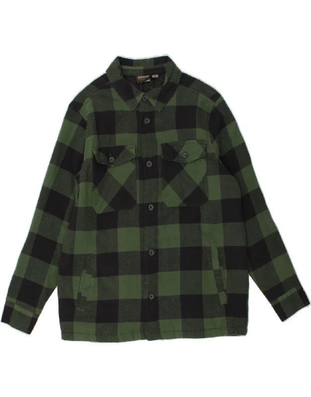 Men's Coats with Hidden PocketsVINTAGE Mens Bomber Jacket UK 40 Large Green Check Cotton