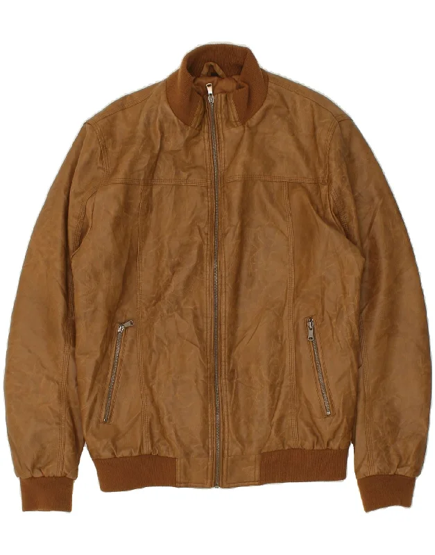 Men's Coats for RunningVINTAGE Mens Bomber Jacket UK 42 XL Brown Viscose