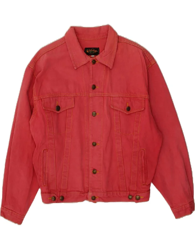Men's Coats with Flannel LiningVINTAGE Mens Denim Jacket UK 36 Small Red Cotton