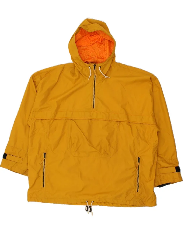 Winter-Ready Men's CoatsVINTAGE Mens Graphic Hooded Anorak Jacket UK 42 XL Yellow