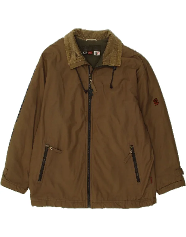 Men's Coats for WalkingVINTAGE Mens Graphic Windbreaker Jacket UK 38 Medium Brown Cotton