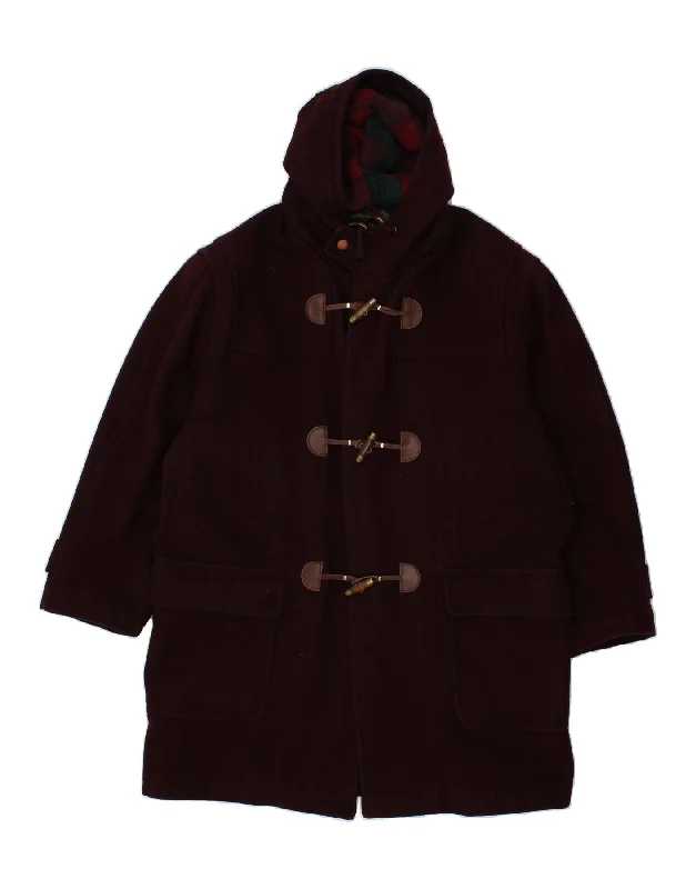 Men's Coats for Formal EventsVINTAGE Mens Hooded Duffle Jacket UK 40 Large Burgundy