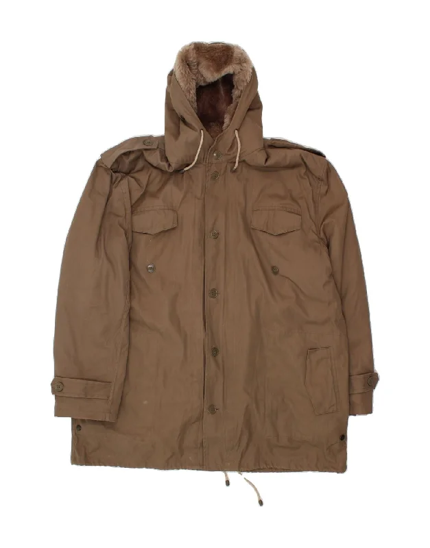 Men's Coats for Everyday WearVINTAGE Mens Hooded Military Jacket UK 42 XL Brown Polyester Men's Coats for Everyday WearVINTAGE Mens Hooded Military Jacket UK 42 XL Brown Polyester