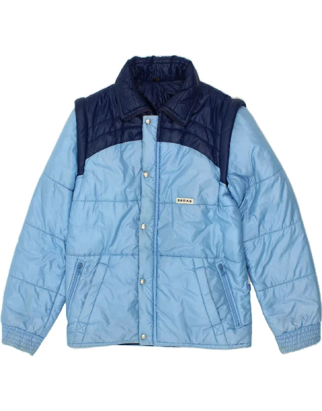 Men's Coats for Ice FishingVINTAGE Mens Hooded Padded Jacket UK 40 Large Blue Colourblock