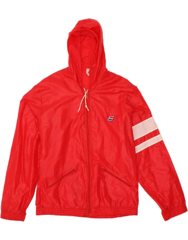 Men's Coats with LiningVINTAGE Mens Hooded Rain Jacket IT 48 Medium Red Nylon