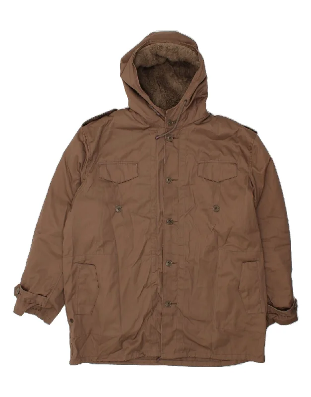 Men's Coats with Military InfluenceVINTAGE Mens Hooded Windbreaker Jacket UK 44 2XL Brown Polyester Men's Coats with Military InfluenceVINTAGE Mens Hooded Windbreaker Jacket UK 44 2XL Brown Polyester
