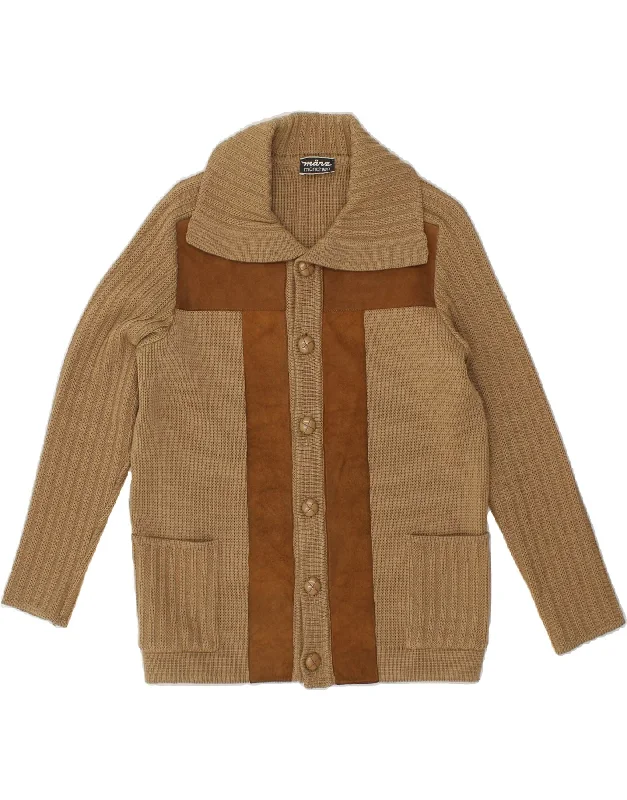 Men's Coats with ZippersVINTAGE Mens Knit Bomber Jacket UK 36 Small Brown