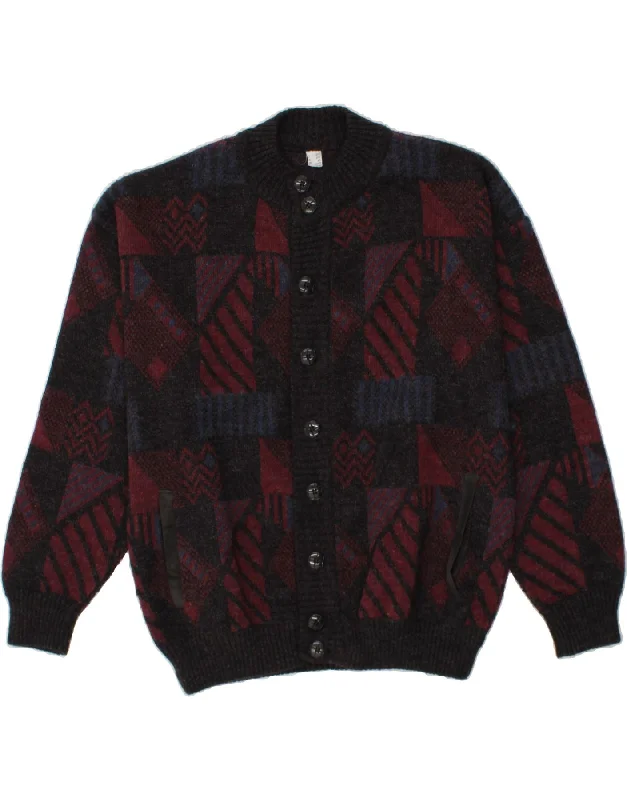 Men's Coats for SpringVINTAGE Mens Knit Bomber Jacket UK 38 Medium Black Fair Isle Acrylic