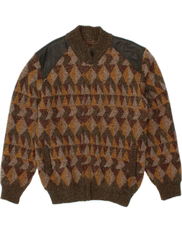 Men's Coats for City WearVINTAGE Mens Knit Bomber Jacket UK 40 Large Khaki Geometric Wool Men's Coats for City WearVINTAGE Mens Knit Bomber Jacket UK 40 Large Khaki Geometric Wool