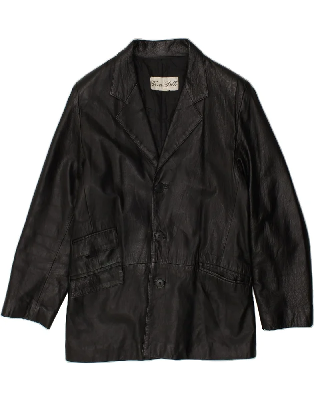 Winter-Ready Men's CoatsVINTAGE Mens Leather Jacket IT 48 Medium Black Leather