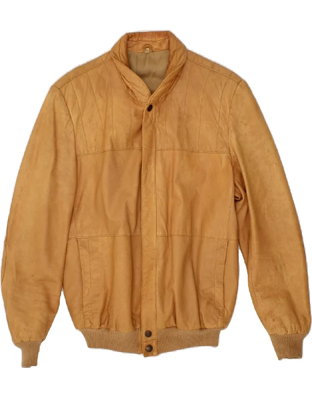 Men's Coats with Water-Repellent FabricVINTAGE Mens Leather Jacket IT 50 Large Brown