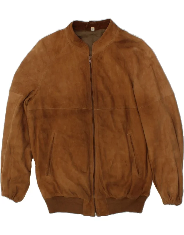 Men's Coats for Outdoor ActivitiesVINTAGE Mens Leather Jacket IT 52 XL Brown