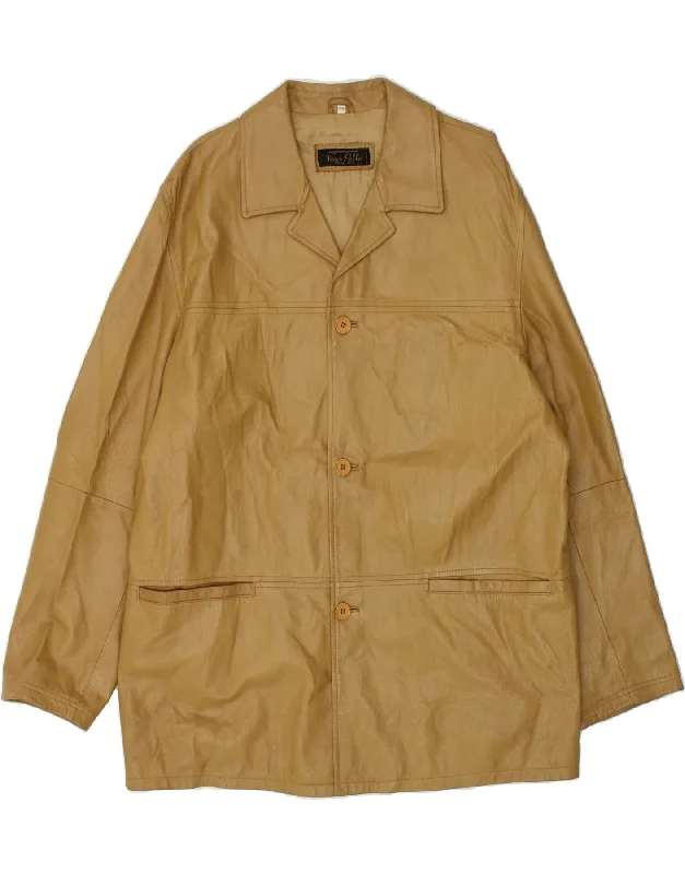 Men's Coats with Relaxed FitsVINTAGE Mens Leather Jacket IT 56 3XL Brown Leather