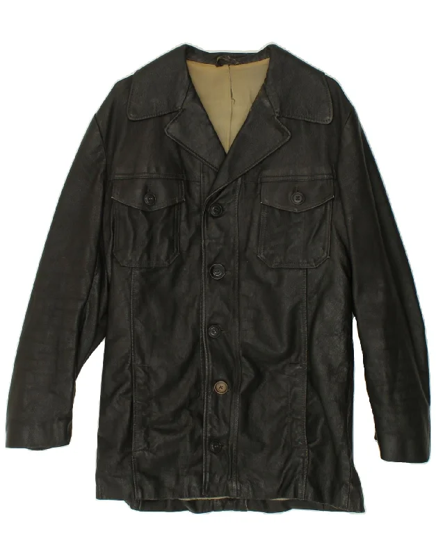Men's Coats for SpringVINTAGE Mens Leather Jacket UK 36 Small Black