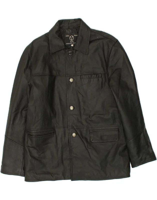 Men's Coats for Formal EventsVINTAGE Mens Leather Jacket UK 40 Large Black Leather