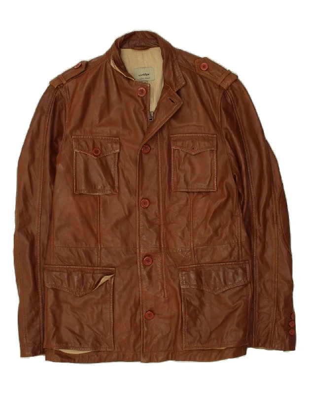 Men's Coats with LiningVINTAGE Mens Leather Jacket UK 40 Large Brown Leather