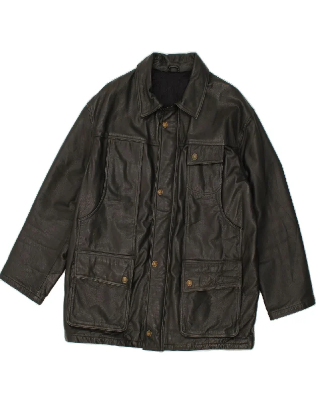 Men's Coats for City WearVINTAGE Mens Leather Jacket UK 42 XL Black Leather
