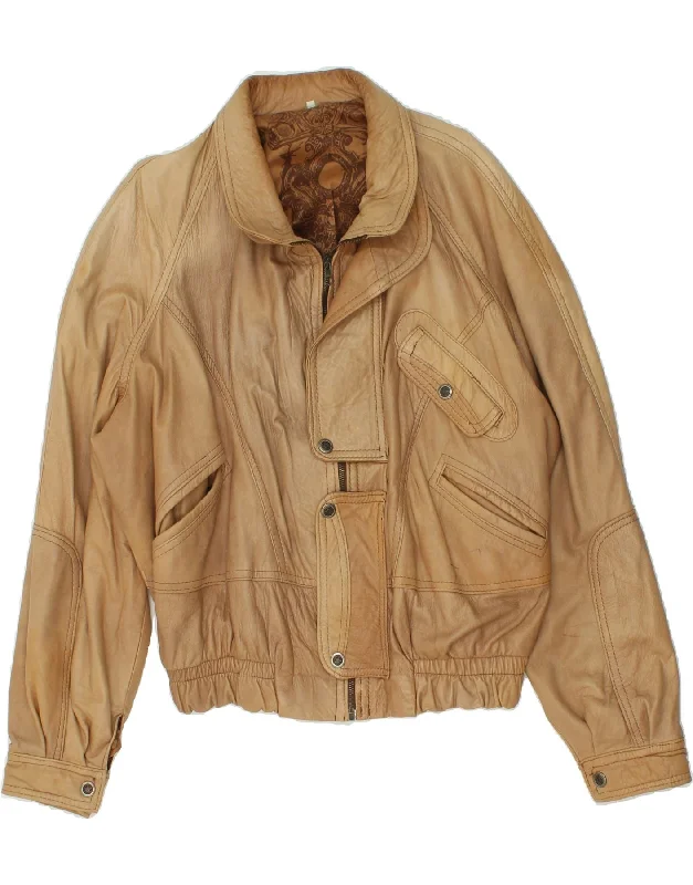 Men's Coats with Synthetic InsulationVINTAGE Mens Leather Jacket UK 42  XL Brown