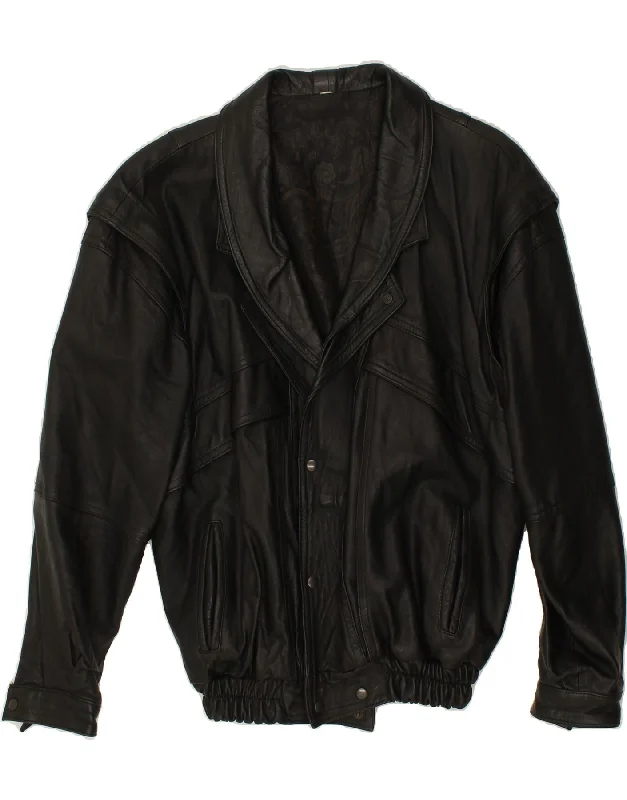 Men's Coats with Ripstop FabricVINTAGE Mens Leather Jacket UK 44 2XL Black