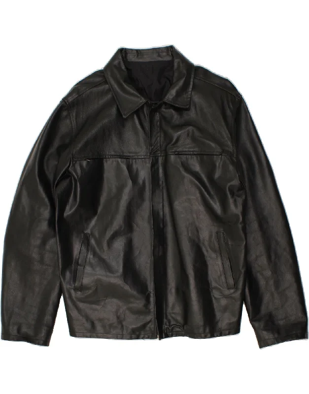 Men's Coats for SpringVINTAGE Mens Leather Jacket UK 44 2XL Black Leather
