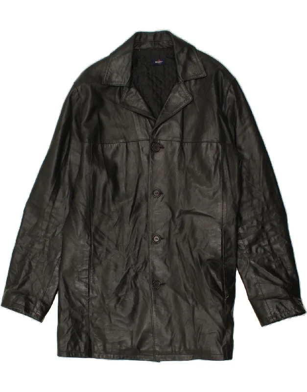 Men's Coats with Quilted LiningVINTAGE Mens Leather Jacket UK 44 2XL Black Leather