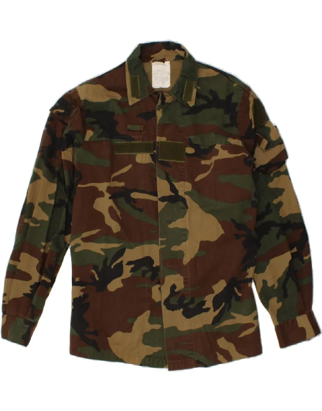 Weather-Resistant Men's CoatsVINTAGE Mens Military Jacket IT 38 Medium Green Camouflage Cotton