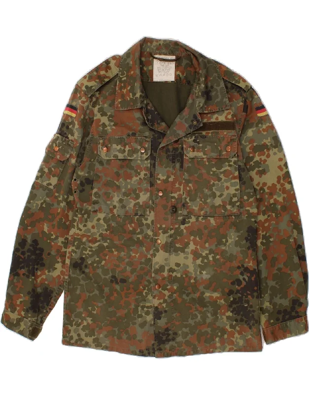 Men's Coats with Flannel LiningVINTAGE Mens Military Jacket UK 36 Small Green Camouflage Cotton