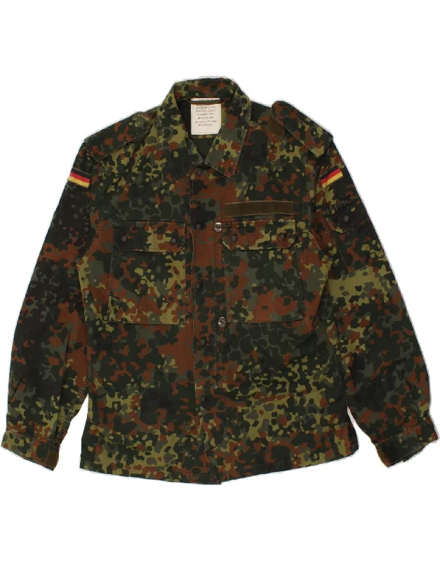 Casual Men's Bomber JacketsVINTAGE Mens Military Jacket UK 38 Medium Khaki Camouflage Cotton