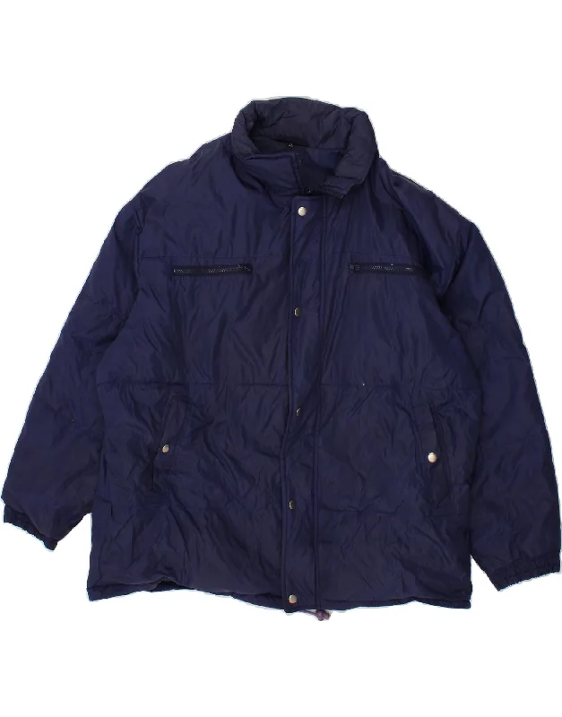 Designer Men's OvercoatsVINTAGE Mens Padded Jacket UK 42 XL Navy Blue Polyamide
