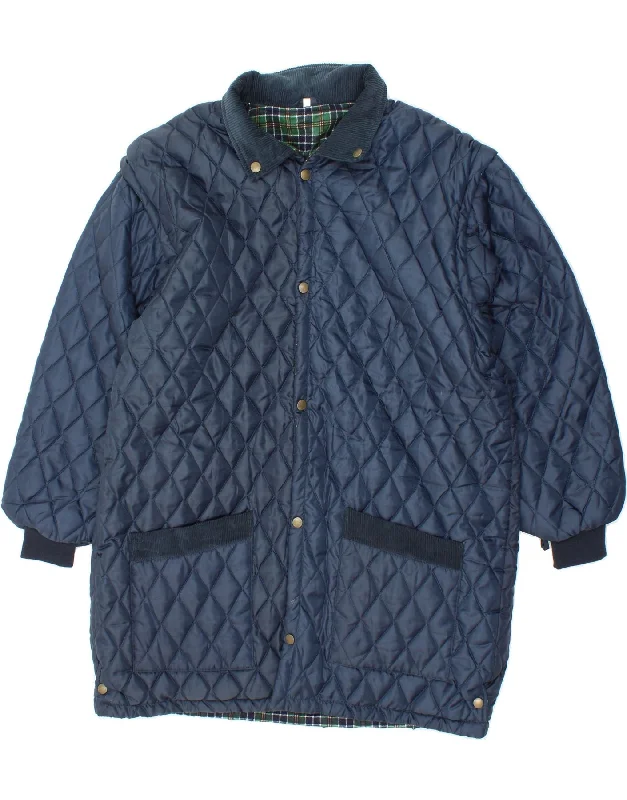 Men's Coats Made in ItalyVINTAGE Mens Quilted Jacket UK 40 Large Navy Blue Polyester Men's Coats Made in ItalyVINTAGE Mens Quilted Jacket UK 40 Large Navy Blue Polyester