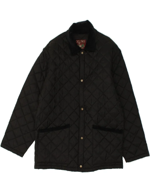 Elegant Men's Wool CoatsVINTAGE Mens Quilted Jacket UK 44 2XL Black
