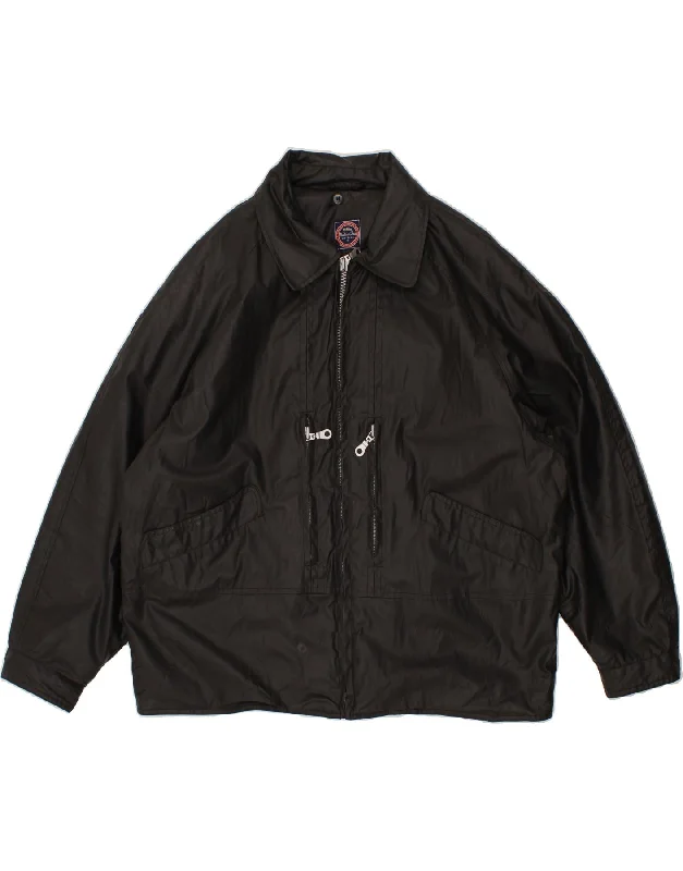 Men's Coats for SkiingVINTAGE Mens Rain Jacket UK 42 XL Black Nylon