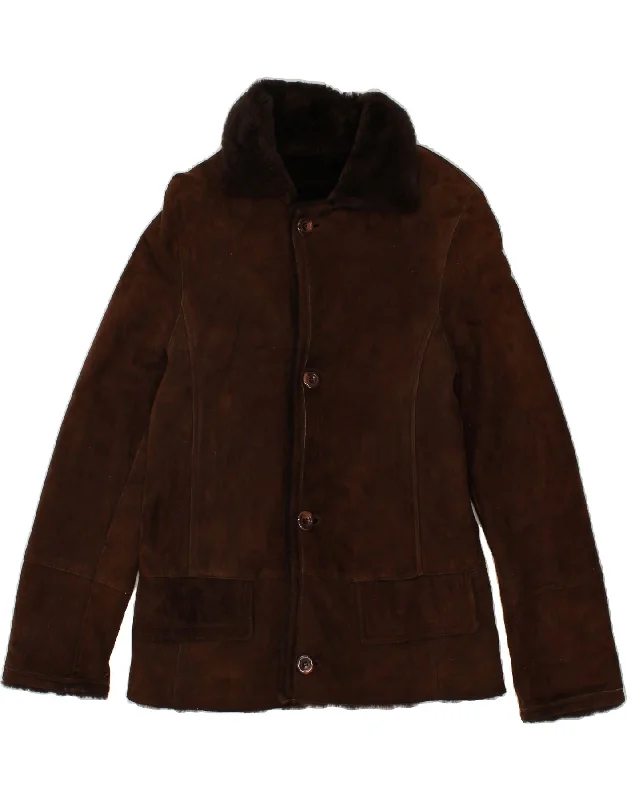 Men's Coats Made in ItalyVINTAGE Mens Shearling Jacket UK 36 Small Brown