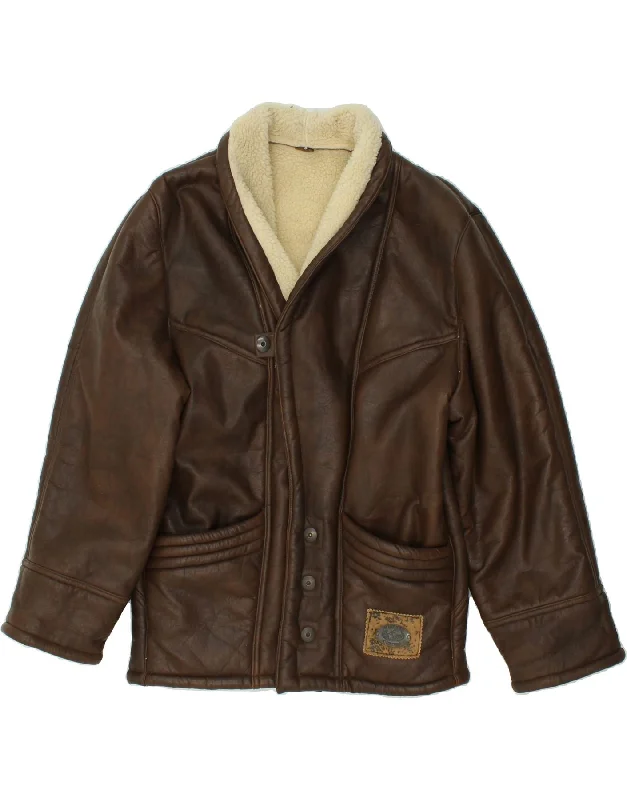 Men's Coats for Snowy WeatherVINTAGE Mens Shearling Jacket UK 36 Small Brown Shearling Men's Coats for Snowy WeatherVINTAGE Mens Shearling Jacket UK 36 Small Brown Shearling
