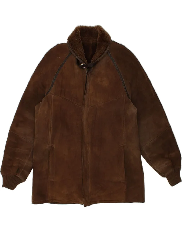 Men's Coats for SpringVINTAGE Mens Shearling Jacket UK 38 Medium Brown