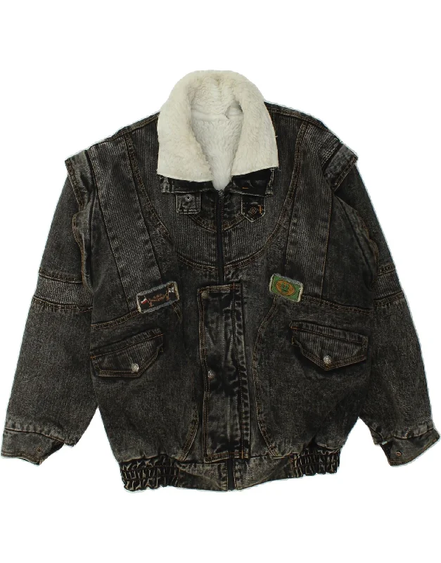 Men's Coats with Inner PocketsVINTAGE Mens Sherpa Denim Jacket UK 42 XL Grey