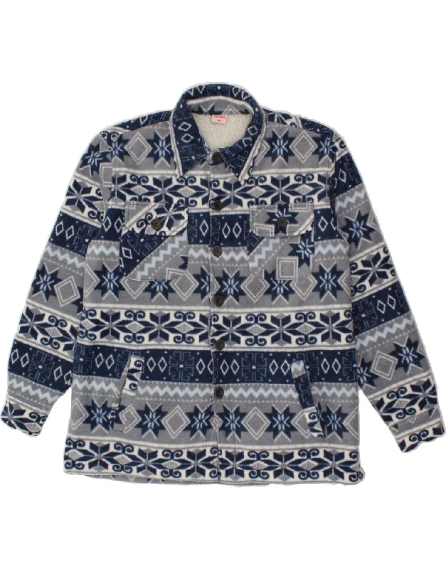 Trendy Men's Anorak JacketsVINTAGE Mens Sherpa Fleece Jacket UK 38 Medium Blue Fair Isle Cotton