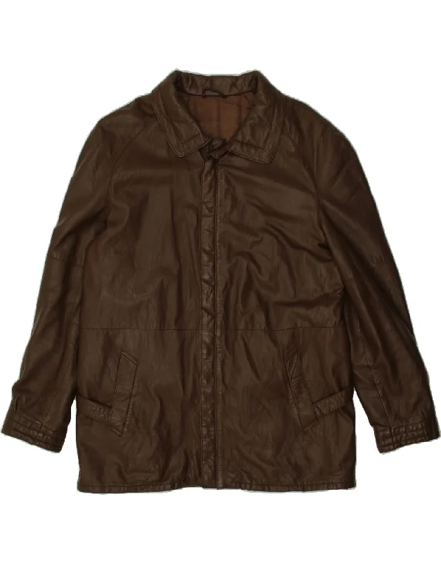 Men's Coats with Tactical FeaturesVINTAGE Mens Slim Leather Jacket IT 56 3XL Brown Leather Men's Coats with Tactical FeaturesVINTAGE Mens Slim Leather Jacket IT 56 3XL Brown Leather