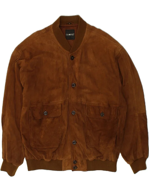 Men's Coats with Inner PocketsVINTAGE Mens Suede Bomber Jacket IT 56 3XL Brown