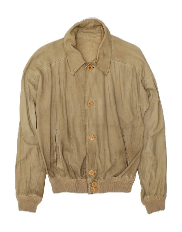 Men's Coats for Tall MenVINTAGE Mens Suede Bomber Jacket UK 38 Medium Grey