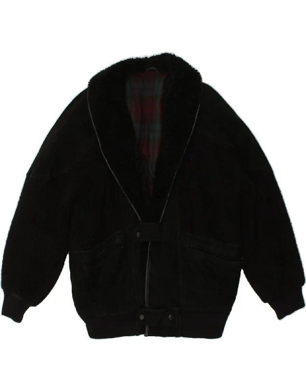 Fashionable Men's Denim JacketsVINTAGE Mens Suede Jacket IT 50 Large Black Suede