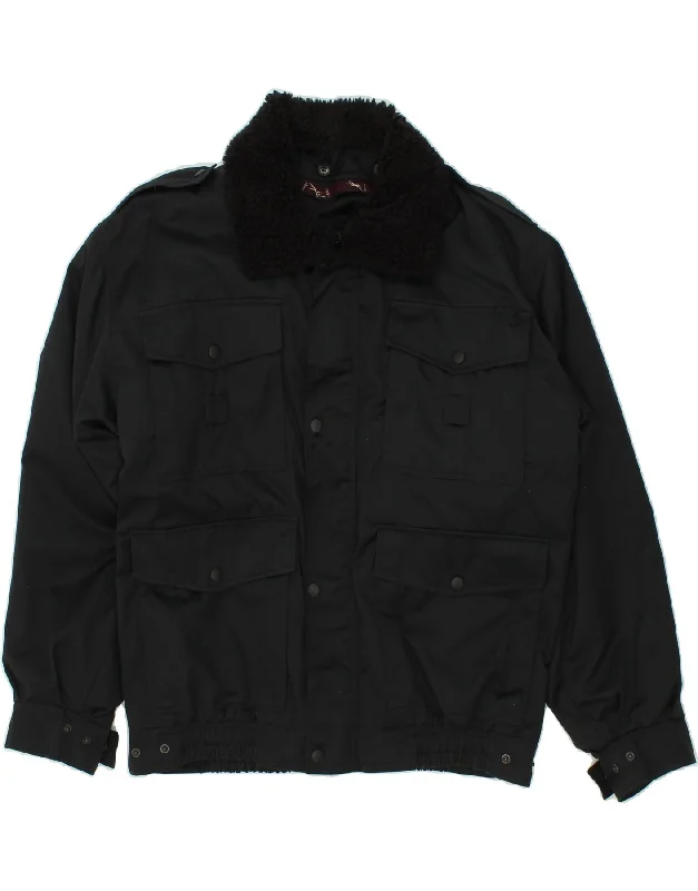 Versatile Men's Pea CoatsVINTAGE Mens Utility Jacket UK 40 Large Black Cotton